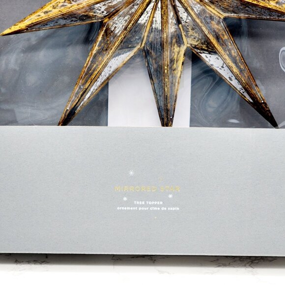 Pottery Barn Mirrored Gold Star Christmas Tree Topper Holiday Cottage 14 In NEW - Picture 7 of 10